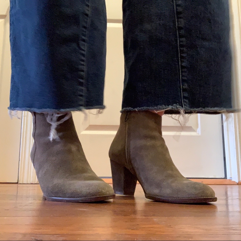 Madewell olive suede booties